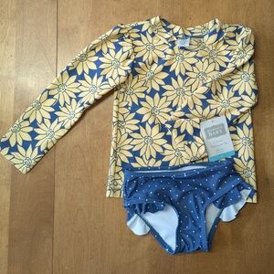 Floral Yellow and Blue Kids Swim Set